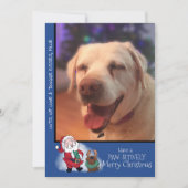 Laughing Santa Reindeer Lab Pet Photo Modern Feestdagenkaart (Voorkant)