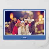 Laughing Santa Reindeer Lab Photo Fancy Folie Feestdagenkaart (Achterkant)