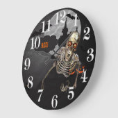Laughing Skeleton Halloween Custom Message Grote Klok (Hoek)
