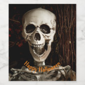 Laughing Skeleton Halloween Custom Wijn Etiket (Enkel label)