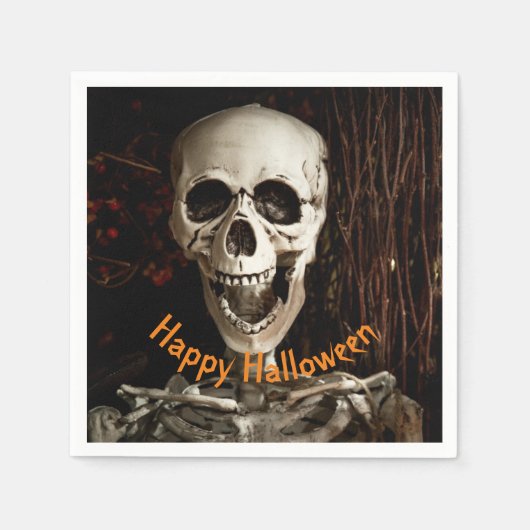 Laughing Skeleton Halloween Paper Servet (Voorkant)
