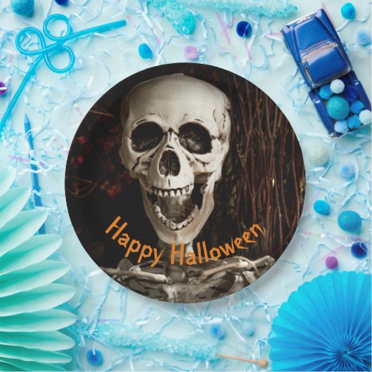Laughing Skeleton Halloween Papieren Bordje (Feest)