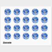 Laughing Skeleton Woman in Blue Bonnet Ronde Sticker (Vel)