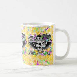 Laughing Skeleton Woman in Bonnet Koffiemok