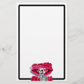 Laughing Skeleton Woman in Red Bonnet Briefpapier (Voorkant)