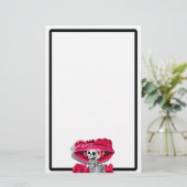 Laughing Skeleton Woman in Red Bonnet Briefpapier (Staand voorkant)