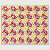 Laughing Skeleton Woman in Red Bonnet Cadeaupapier (Vlak)