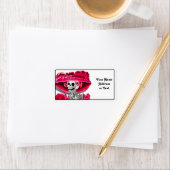 Laughing Skeleton Woman in Red Bonnet Etiket (Insitu)