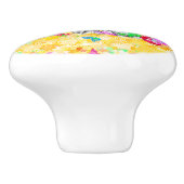 Laughing Skeleton Woman in Red Bonnet Keramische Knop (Zijkant)