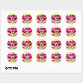 Laughing Skeleton Woman in Red Bonnet Ronde Sticker (Vel)