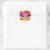 Laughing Skeleton Woman in Red Bonnet Ronde Sticker (Tas)