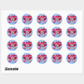 Laughing Skeleton Woman in Red Bonnet Ronde Sticker (Vel)