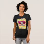 Laughing Skeleton Woman in Red Bonnet T-shirt (Voorkant volledig)
