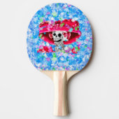 Laughing Skeleton Woman in Red Bonnet Tafeltennisbatje (Voorkant)