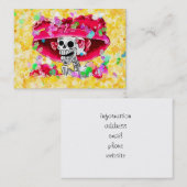 Laughing Skeleton Woman in Red Bonnet Visitekaartje (Voorkant / Achterkant)