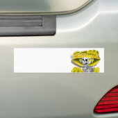 Laughing Skeleton Woman in Yellow Bonnet Bumpersticker (Op auto)