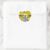 Laughing Skeleton Woman in Yellow Bonnet Ronde Sticker (Tas)