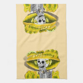 Laughing Skeleton Woman in Yellow Theedoek (Verticaal)