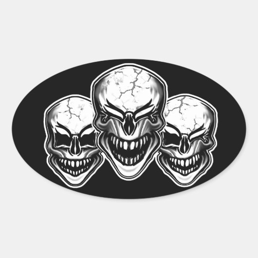 Laughing Skulls Ovale Sticker (Voorkant)