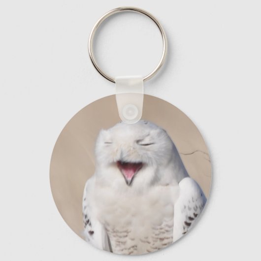 Laughing Snowy Owl Sleutelhanger (Voorkant)