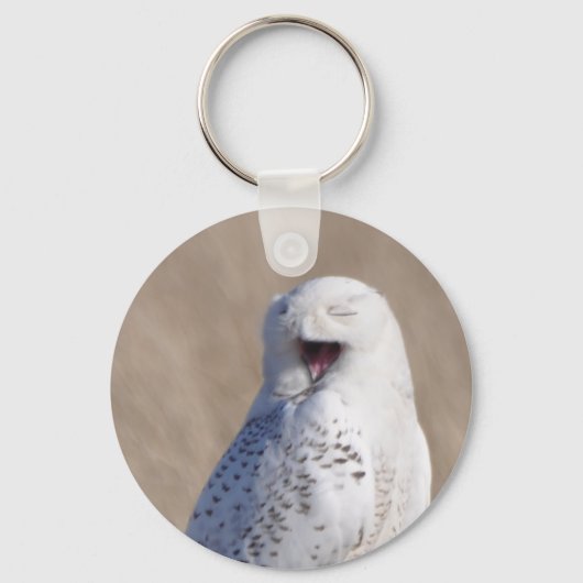Laughing Snowy Owl Sleutelhanger (Voorkant)