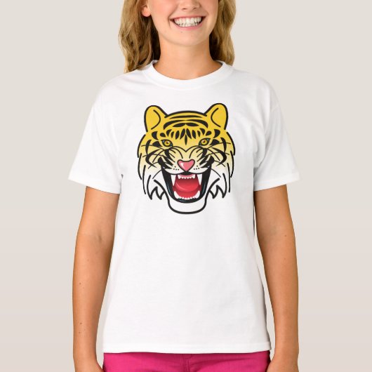 Laughing Tiger Face Artwork T-shirt (Voorkant)