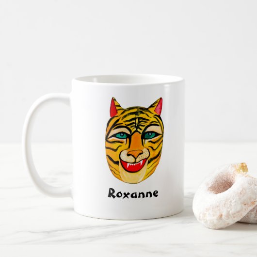 Laughing Tiger Waterverf GEPERSONALISEERD Koffiemok (Met donut)