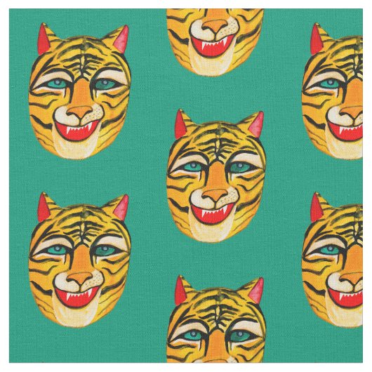 Laughing Tiger Waterverf Green Stof (Close Up)
