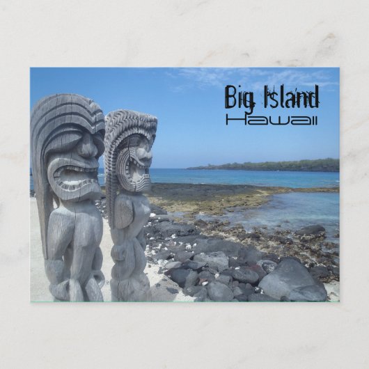 Laughing tikis Hawaii Big Island briefkaart (Voorkant)
