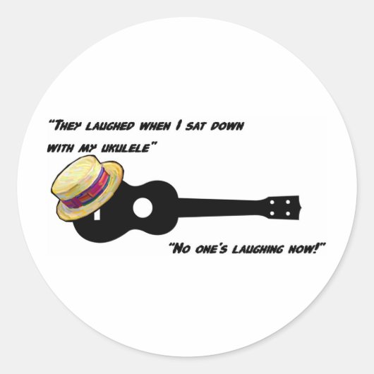 Laughing Ukulele Ronde Sticker (Voorkant)