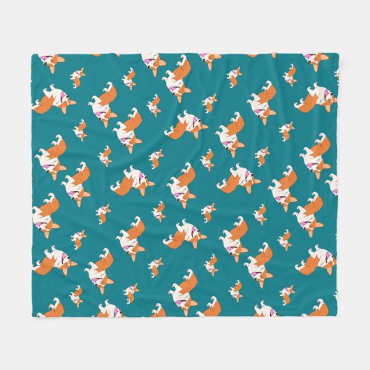 Laughing Welsh Corgi Fleece Deken (Voorkant (Horizontaal))