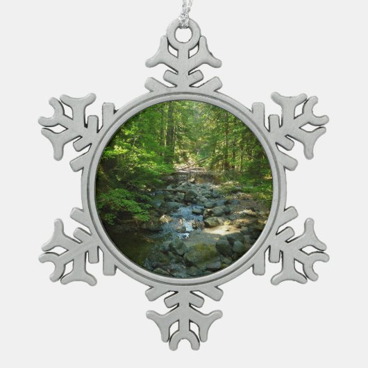 Laughingwater Creek in Mount Rainier National Park Tin Sneeuwvlok Ornament (Voorkant)