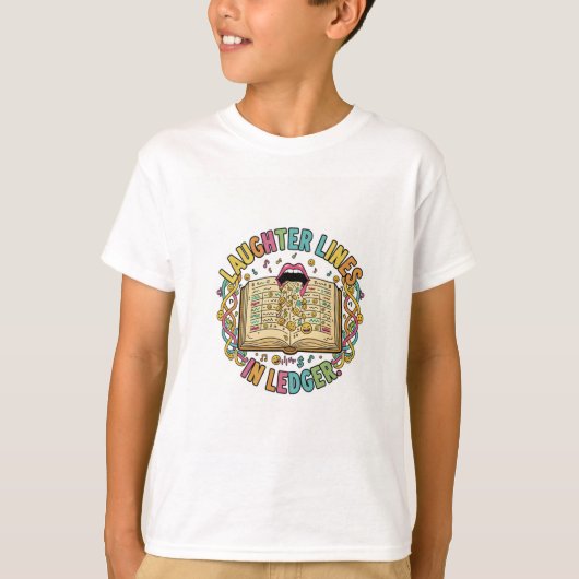 Laughter Lines in Ledger – Smart Humor T-Shirt (Voorkant)