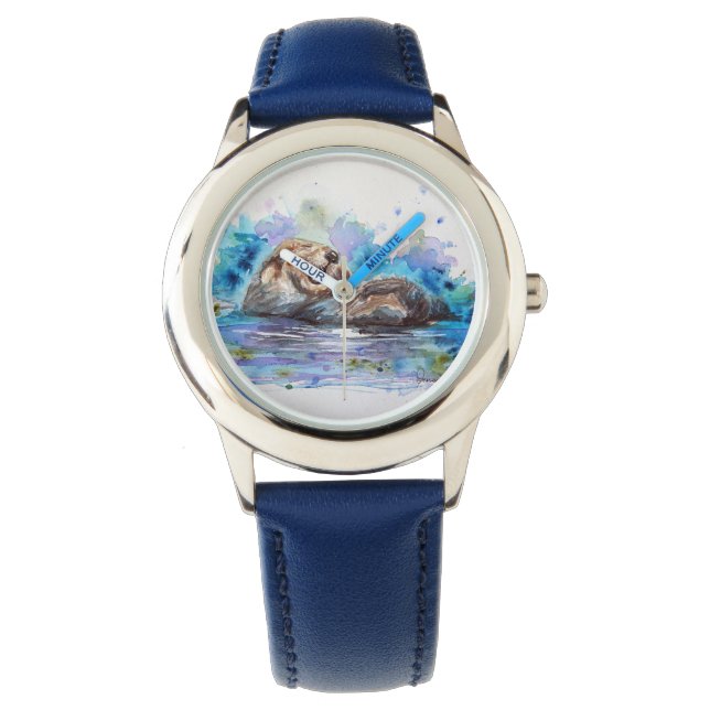 Lauging otter waterverf kunst kinder horloge (Voorkant)