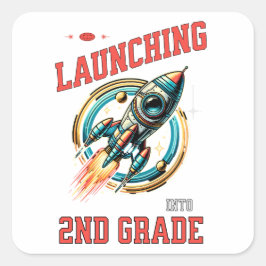 Launching into 2nd Grade -Back to School Vierkante Sticker