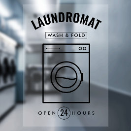 Laundromat 24/7 Wash & Fold Service Marketing Raamsticker