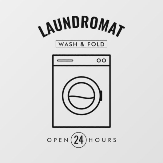 Laundromat 24/7 Wash & Fold Service Marketing Raamsticker (Vel)
