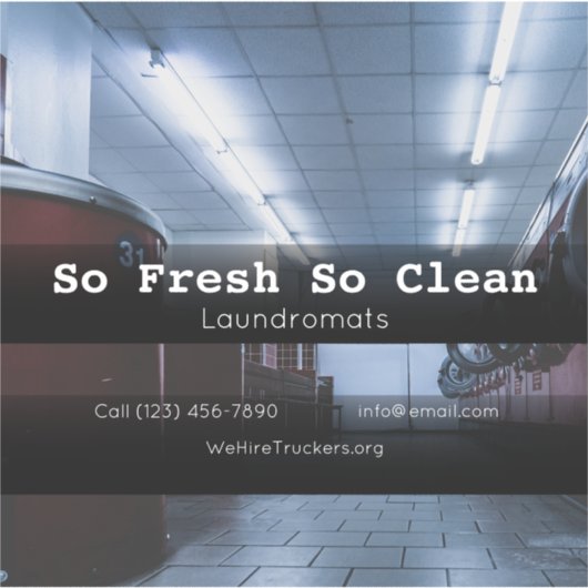 Laundromat company vehicle advertence business sticker (Voorkant)