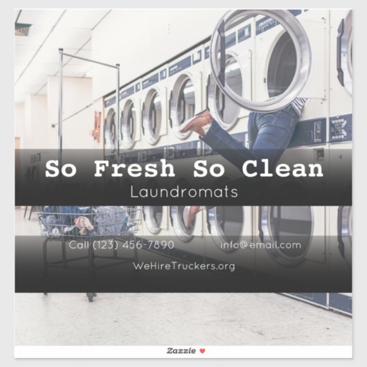 Laundromat company vehicle dat reclame maakt voor sticker (Vel)