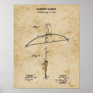 Laundromat Decor Clothes Hanger Blueprint Wall Art Poster