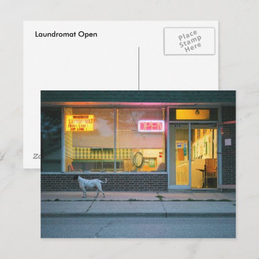 Laundromat Open Briefkaart (Voorkant / Achterkant)