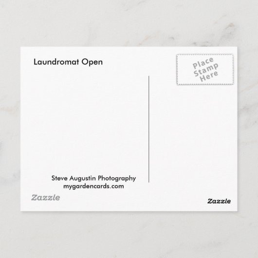 Laundromat Open Briefkaart (Achterkant)