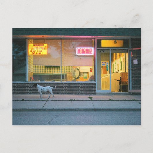 Laundromat Open Briefkaart (Voorkant)