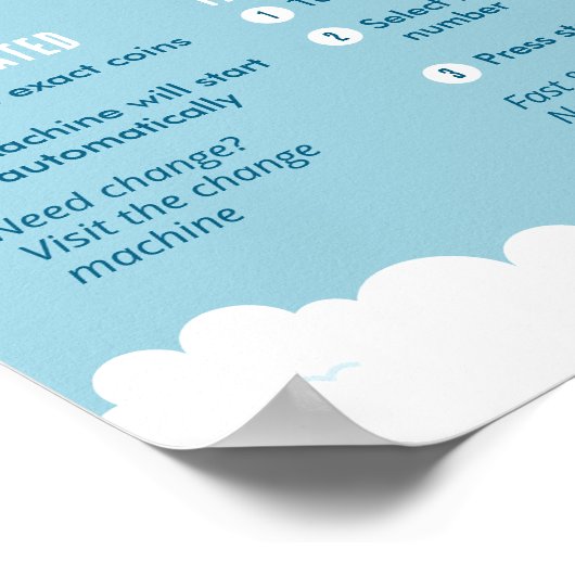 Laundromat Payment Instructions Poster Wall Sign (Hoek)