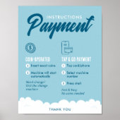 Laundromat Payment Instructions Poster Wall Sign (Voorkant)