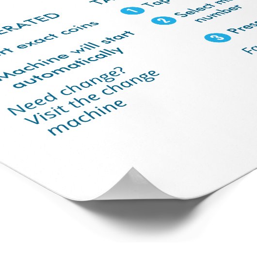 Laundromat Payment Instructions Poster Wall Sign (Hoek)