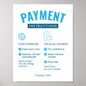 Laundromat Payment Instructions Poster Wall Sign (Voorkant)