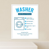Laundromat Washer Instructions Wall Sign Poster