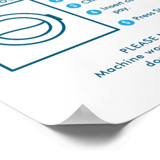 Laundromat Washer Instructions Wall Sign Poster (Hoek)