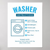 Laundromat Washer Instructions Wall Sign Poster (Voorkant)